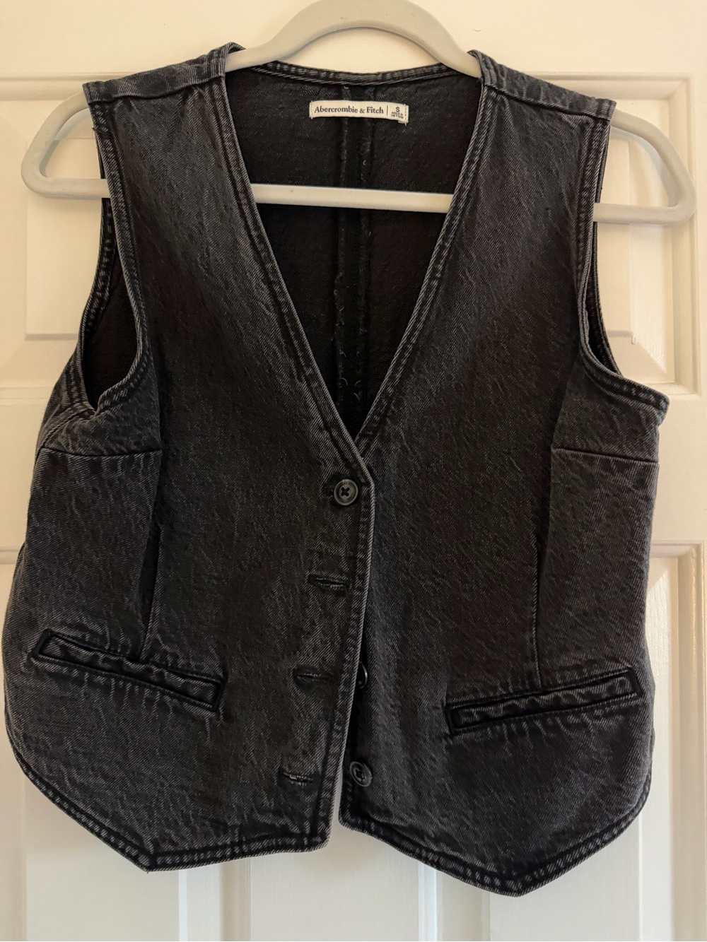 Abercrombie & Fitch Women's Washed Black Denim Vest